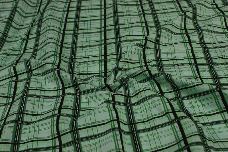 Green Cotton Cambric Check Fabric