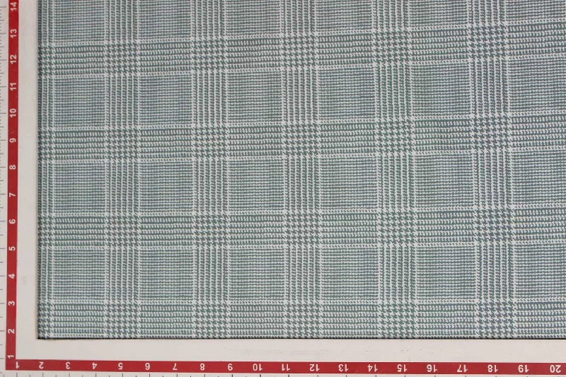 Grey, White Checks Micro Crepe Fabric