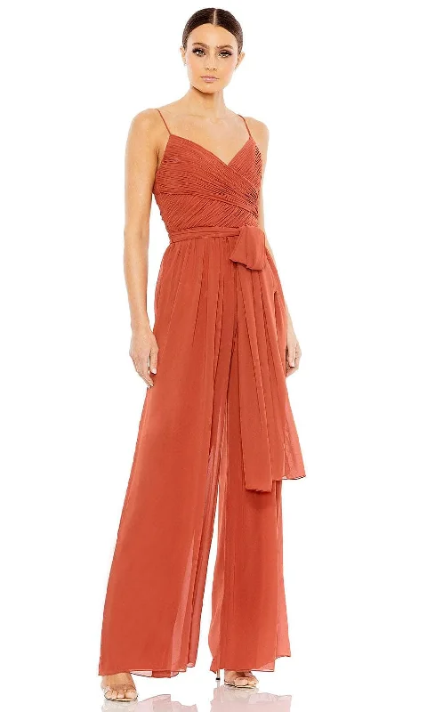 Ieena Duggal 2651 - Ruched Bodice V-Neck Jumpsuit