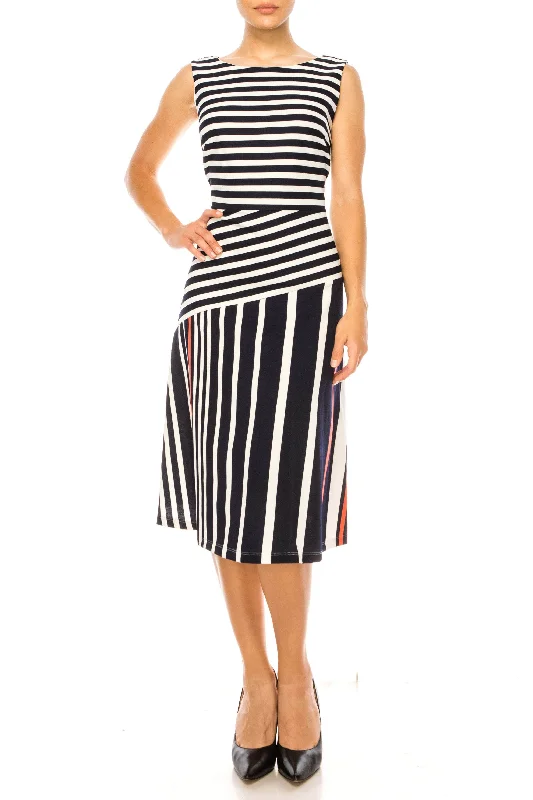 ILE Clothing SCP1326 - Sleeveless Striped Dress