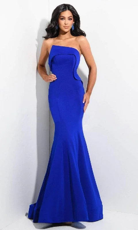 Jasz Couture - 7300 Strapless Folded Bateau Neck Formal Dress