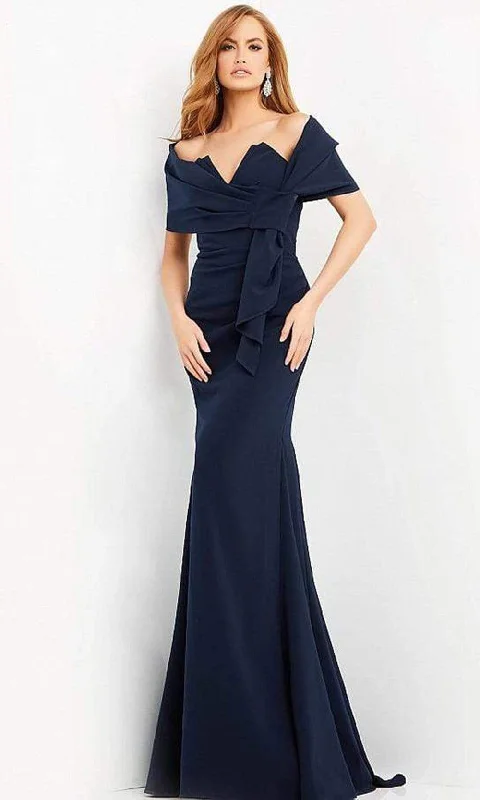 Jovani - 06403 Sweetheart Ruched Sheath Dress with Shawl