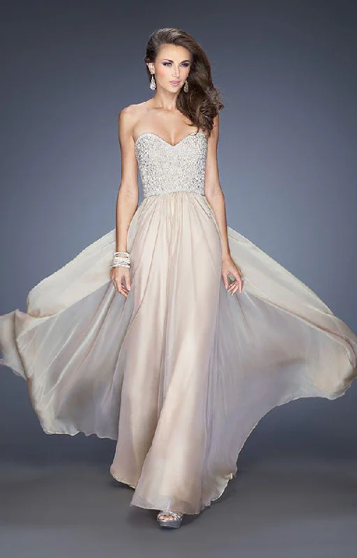 La Femme 20211 Embellished Sweetheart Dress in Nude