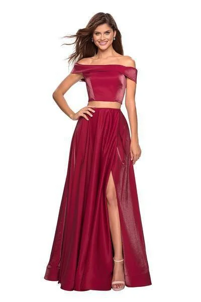 La Femme - 26919 Two-Piece Sleek Off Shoulder High Slit Gown