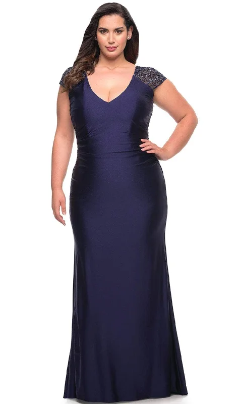 La Femme 29481 - Rhinestone Sleeve Column Dress