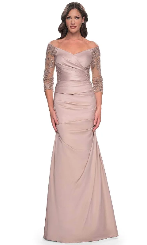 La Femme 30853SC - Quarter Sleeve Trumpet Formal Dress