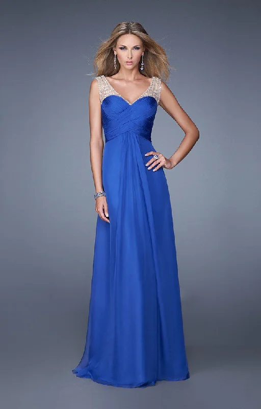 La Femme Sleeveless Sweetheart Dress in Royal Blue 20962