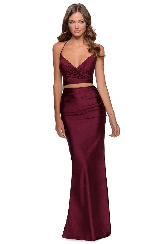 La Femme - Two Piece Strappy Back Sheath Dress 28473SC - 1 pc Dark Berry In Size 0 Available