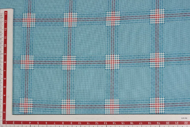 Light Blue Checks Micro Crepe Fabric