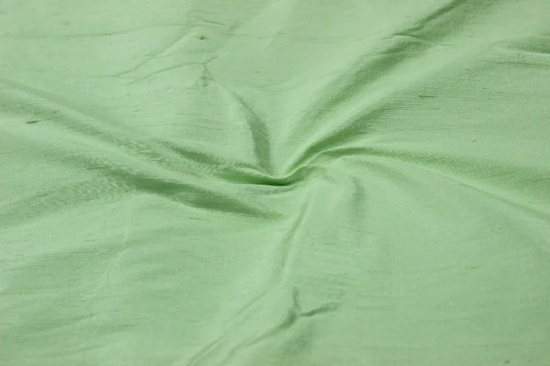 Light Green Plain Raw Silk Fabric