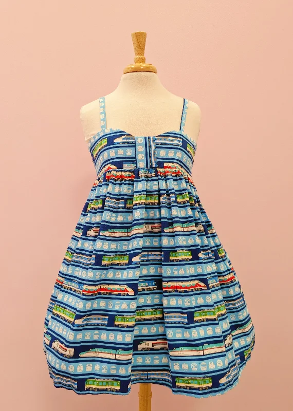 Lil' Dress in Trains Light Blue