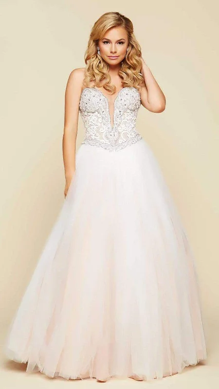 Mac Duggal Prom 65357 H Plunging Sweetheart Dress - 1 pc Ivory/Nude in Size 10 Available