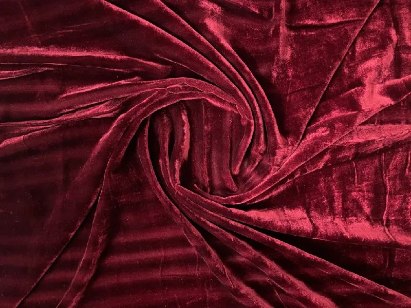 Maroon Plain Viscose Micro Velvet Fabric