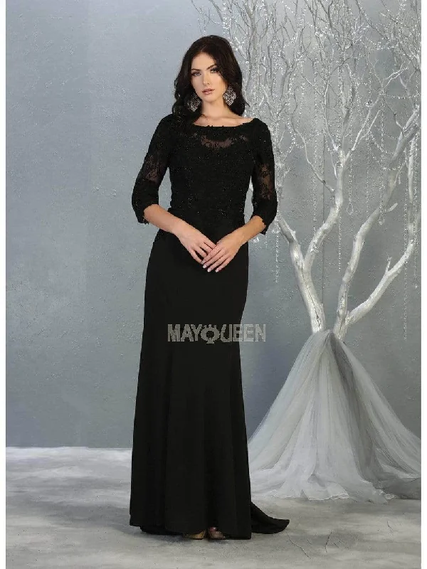 May Queen - Applique Quarter Sleeve Formal Dress MQ1810