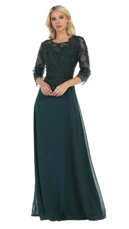 May Queen - Embroidered Scoop Neck Prom Dress MQ1637