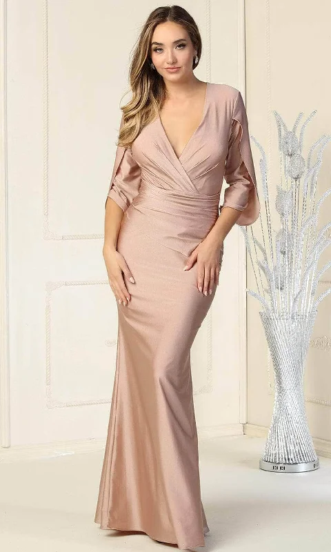 May Queen - Quarter Sleeve Ruched Formal Dress MQ1831