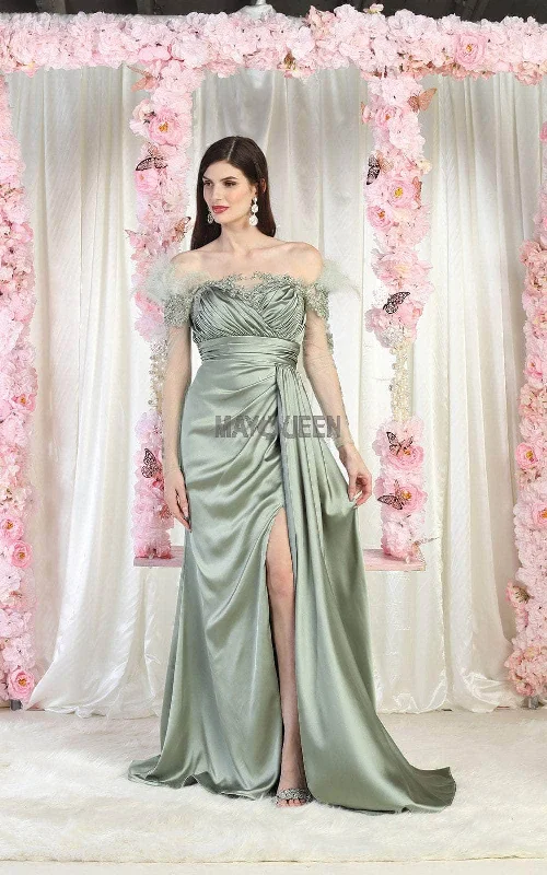 May Queen RQ8002 - Ruched Sweetheart Prom Dress With Slit