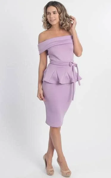 MNM Couture - L0003 Peplum Knee-Length Formal Dress