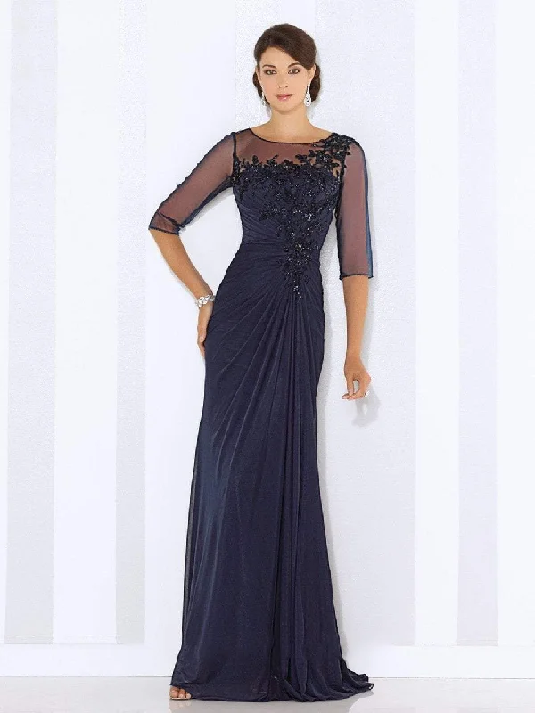 Mon Cheri - 116663 Quarter Length Sleeve Bateau Sheath Dress - 1 Pc. Champagne in size 4 Available