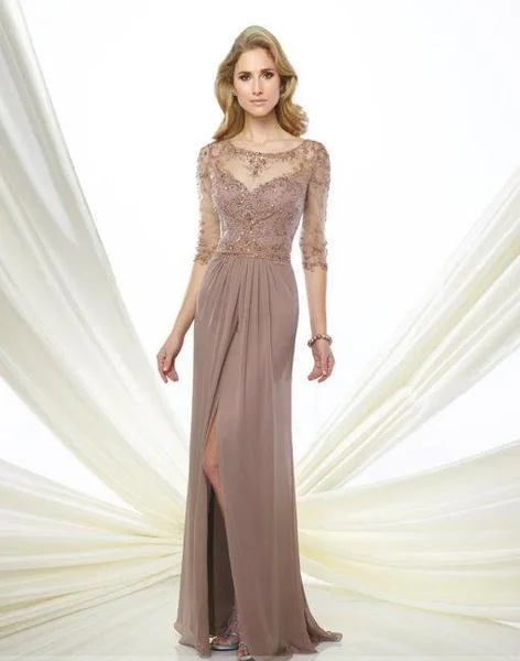 Montage by Mon Cheri - 216963 Chiffon A-line Dress - 1 pc Dark Mink In Size 8 Available