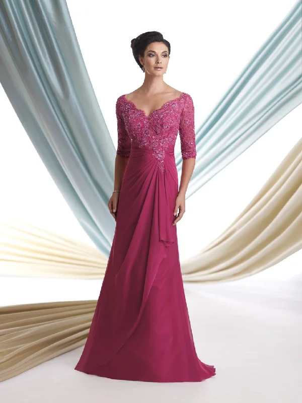 Mon Cheri Two Tone Embroidered Dress in Fuchsia 113925