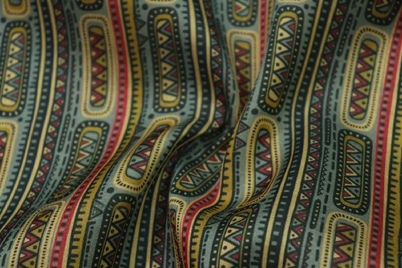 Multicolor Tussar Impressions Fabric