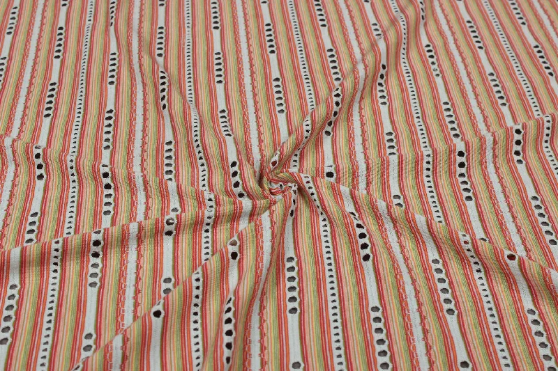 Multicolour Cut Work Spandex Knit Fabric