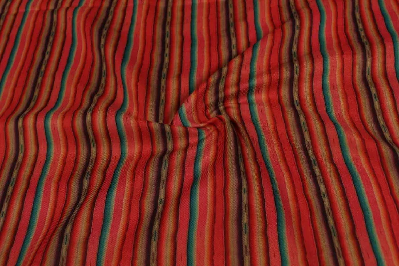 Multicolour Stripes Stripes Angora Impression Fabric