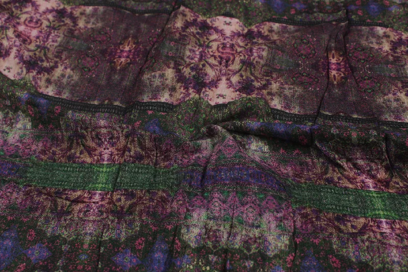 Multicolour Traditional Viscose Blend Fabric