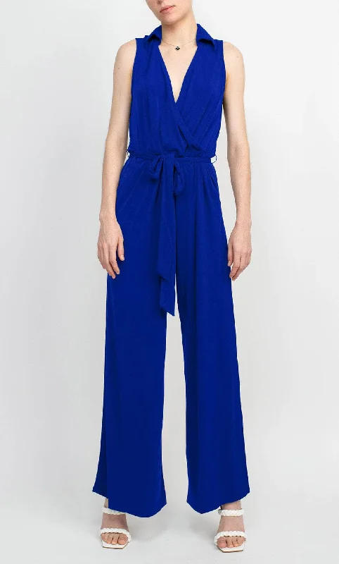 Nina Leonard L11770 - Collared V-neck Jumpsuit