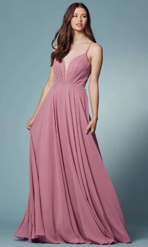 Nox Anabel R416P - Chiffon Flowy A-line Dress