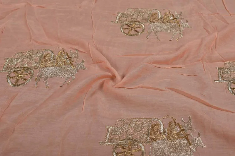 Peach Chanderi Fabric