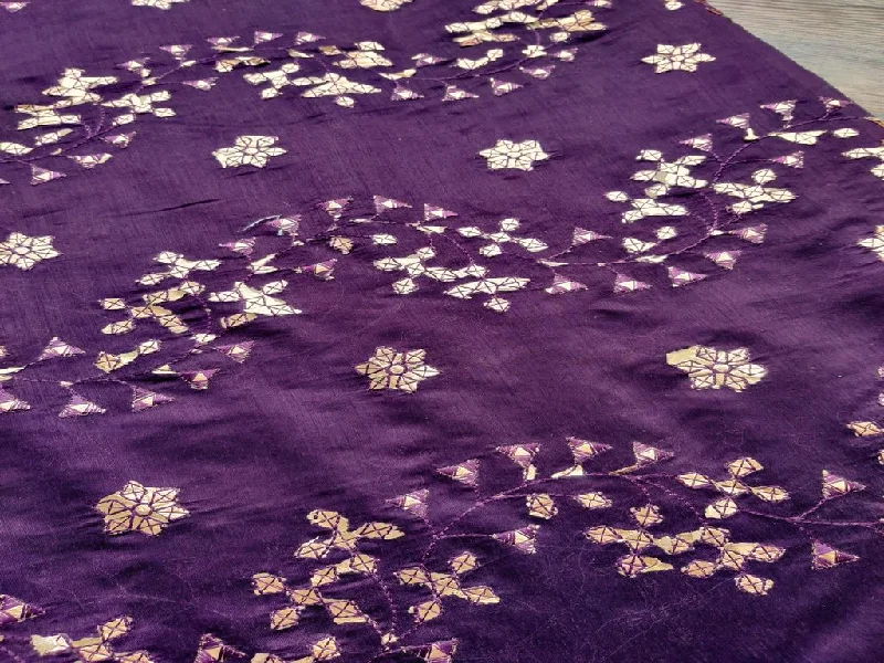 Purple Chanderi With Foil Gota Patti Embroidered Fabric