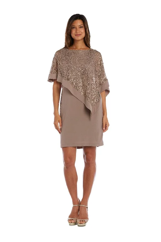 R&M Richards 8749P - Embellished Asymmetric Poncho Formal Dress