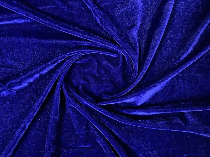 Royal Blue Plain Viscose Micro Velvet Fabric