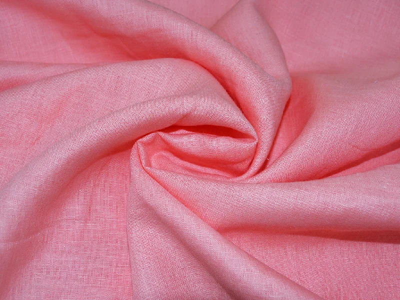 Salmon Pink Pure Linen Fabric - 60 Lea