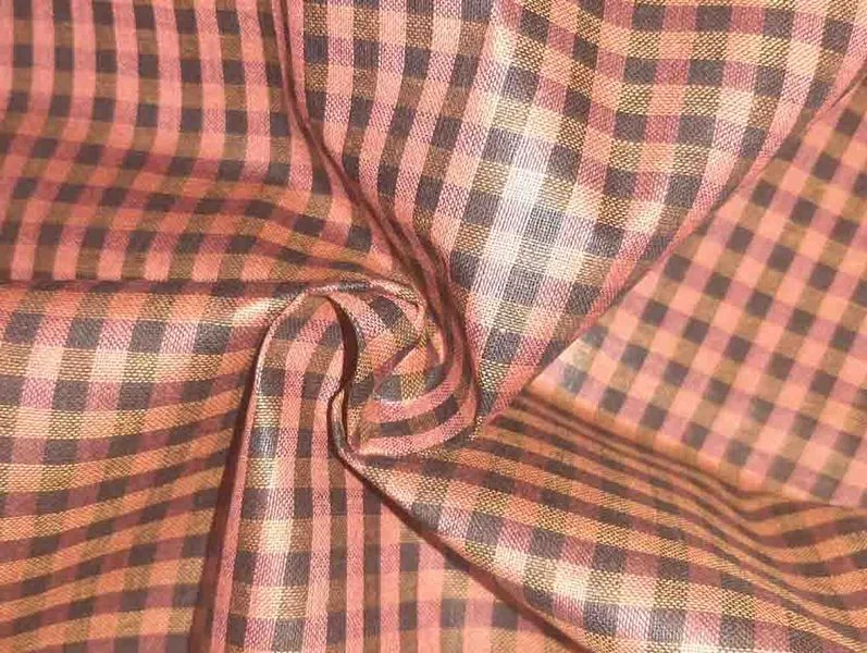 Rust Red & Black Check Cotton Fabric