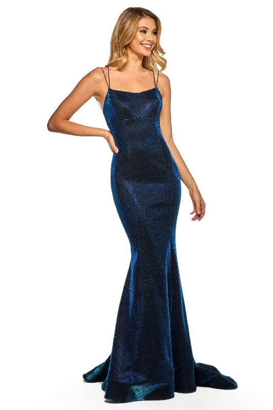 Sherri Hill - Scoop Neck Glittered Prom Dress 52614