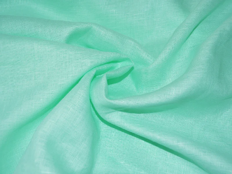 Turquoise Green Color Pure Linen Fabric - 60 Lea