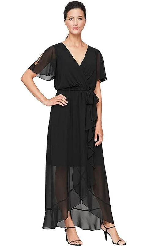 SLNY 9170657 - Sheer Sleeve Blouson Bodice Dress