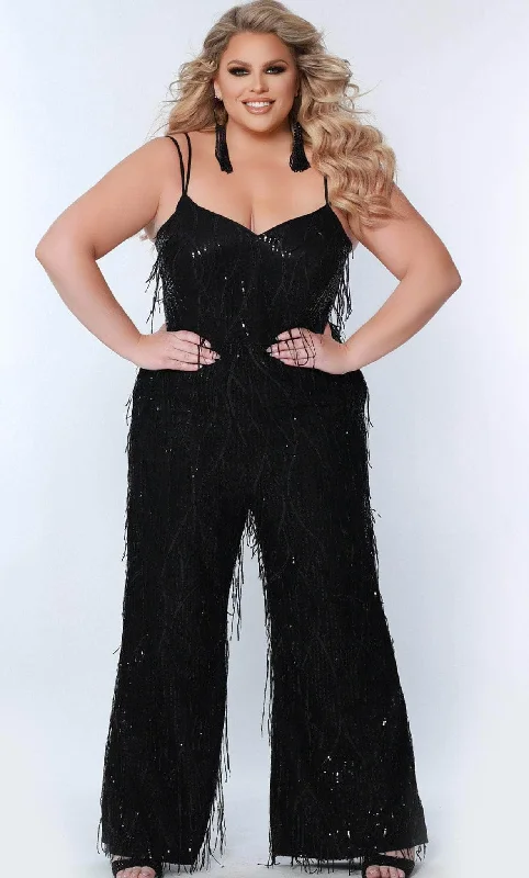 Sydney's Closet SC9104 - Fringe Beaded Full Length Jumpsuit