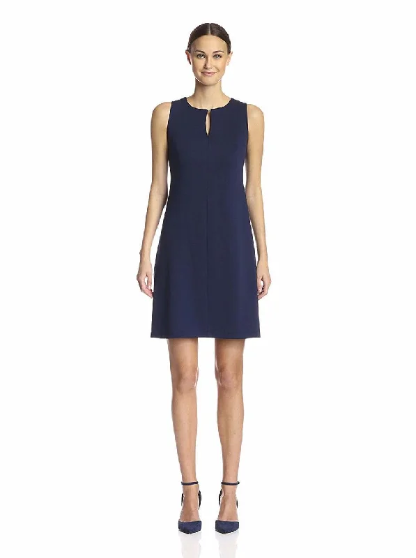 Taylor 5489M Sleeveless Keyhole Neckline Ponte Dress  - 1 pc Navy In Size 14 Available