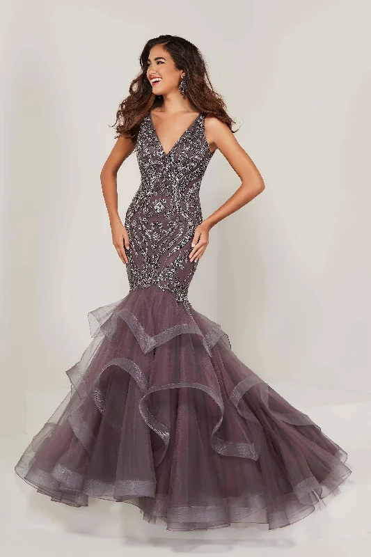 Tiffany Designs - Bead-Ornate Layered Flare Mermaid Dress 16351