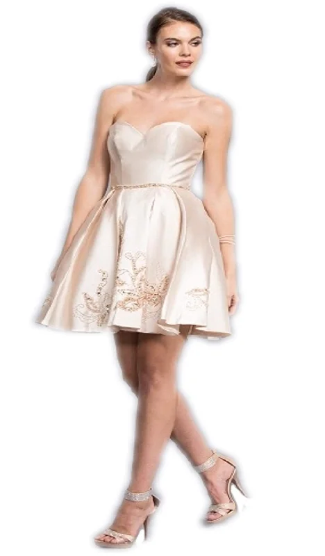 Trevi Collection - Beaded Strapless A-line Homecoming Dress