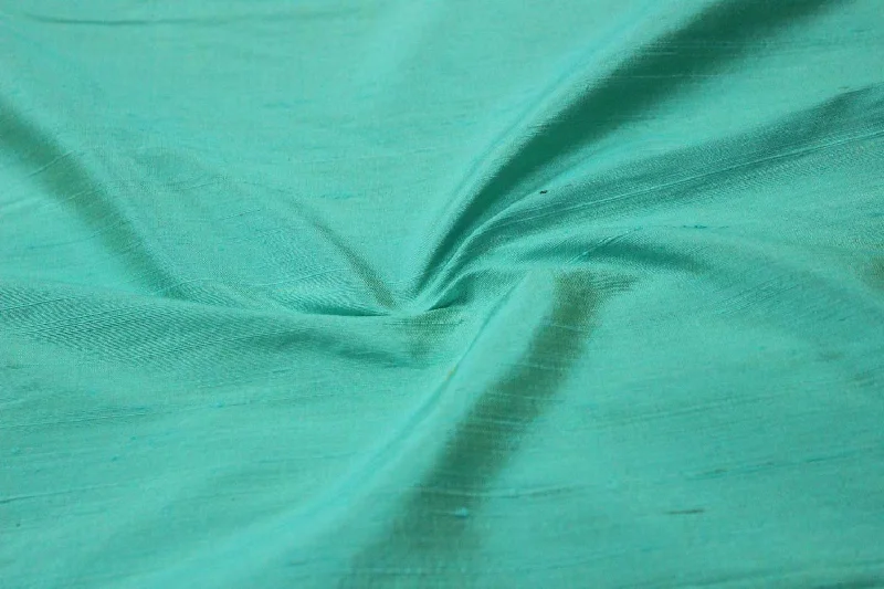 Turquoise Plain Raw Silk Fabric