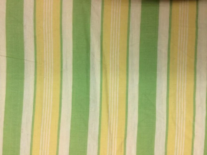 Yellow Green Yarn Dyed Cotton Stripes Fabric