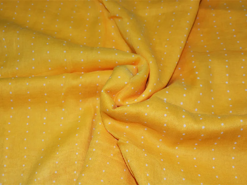 Yellow Polka Dot Pure Cotton Fabric