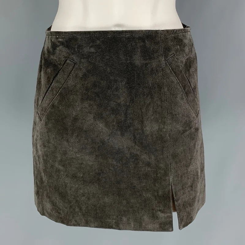 BLANKNYC Size 25 Grey Suede A-Line Mini Skirt