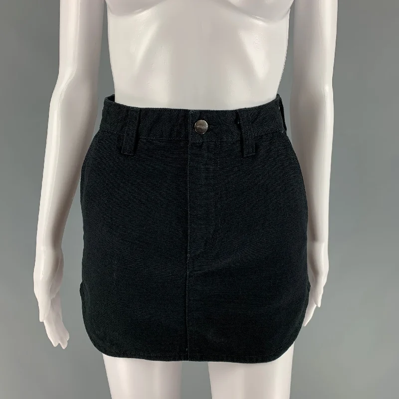 CARHARTT Size XS Black Cotton Asymmetrical Mini Skirt