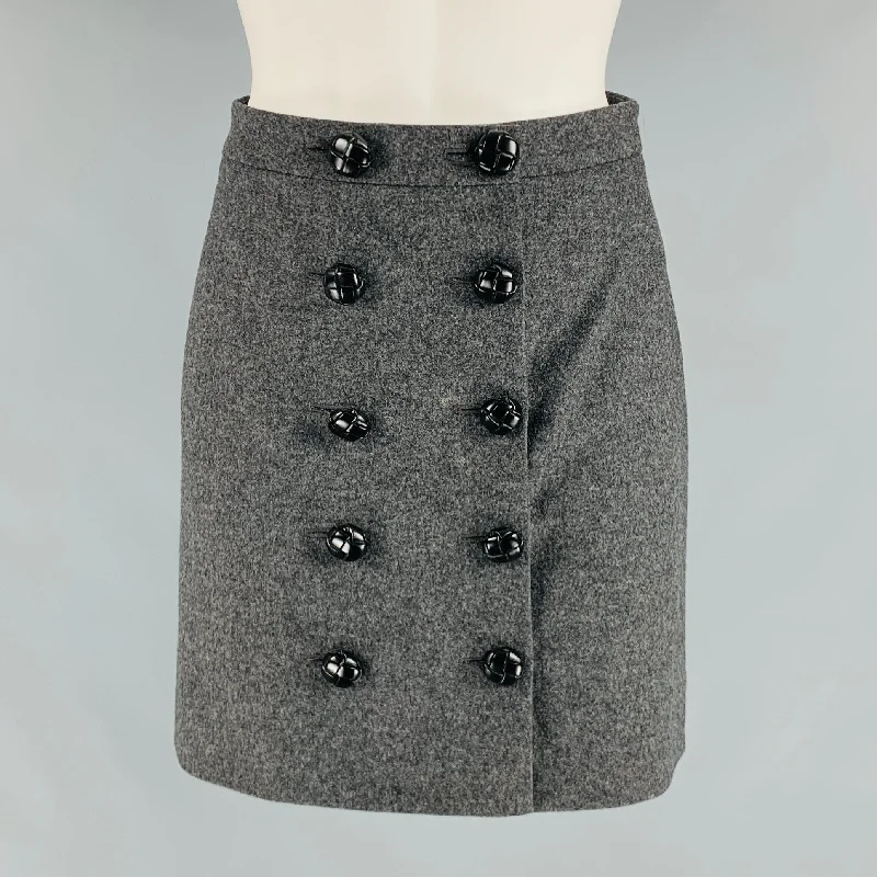 GUCCI Size 0 Grey Wool Cashmere A-Line Mini Skirt